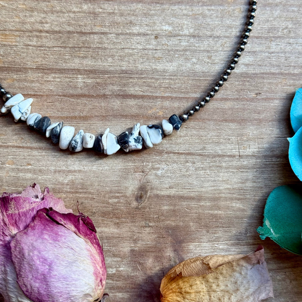 White Buffalo Choker Necklace – Sterling Silver Pearls - 14" | The Bijoux FAB