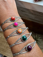 Sterling Silver Cuff Bracelet – Malachite, Spiny Oyster or Pink Opal | Western Cuff | The Bijoux FAB