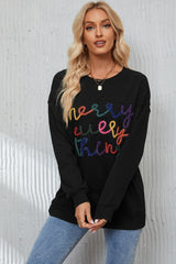 Merry Everything Tinsel Dropped Shoulder Sweatshirt