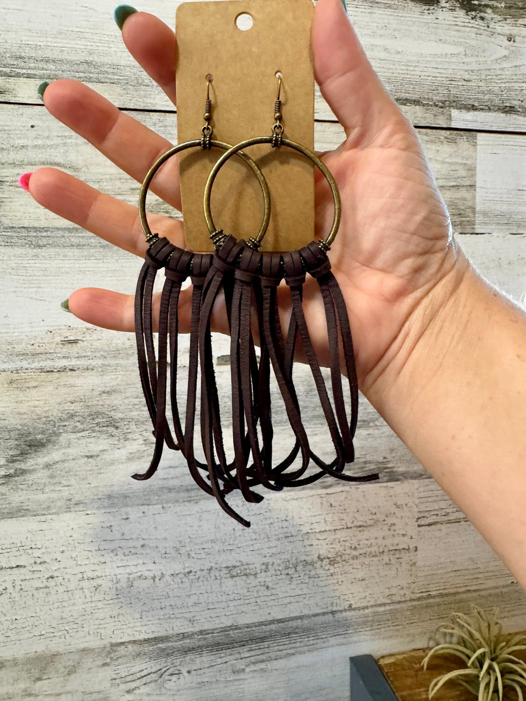 Deer Skin Leather Hoop Earrings – 6.5" – USA Made