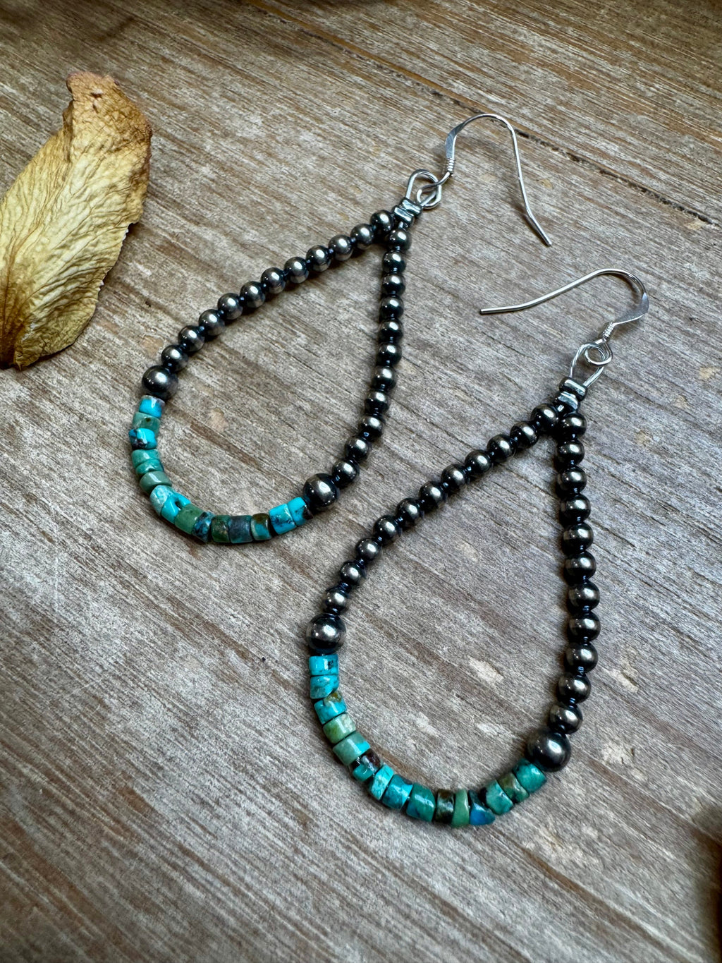 Turquoise Heishi & Sterling Pearl Earrings | The Bijoux FAB