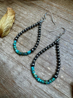 Turquoise Heishi & Sterling Pearl Earrings | The Bijoux FAB