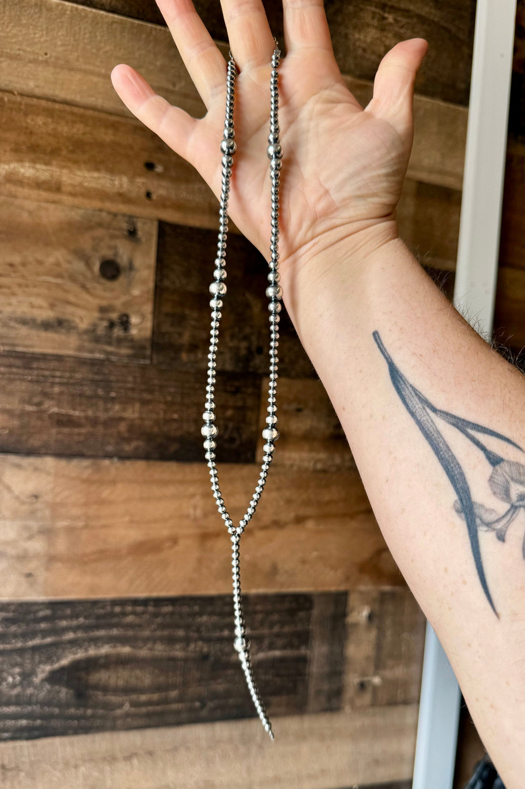 Sterling Silver Pearls Lariat Necklace – Adjustable Western Layering Piece | The Bijoux FAB