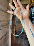 Golden Hill Turquoise & Sterling Pearl Necklace – 16" | The Bijoux FAB