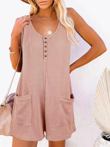 Full Size Pocketed Scoop Neck Sleeveless Romper