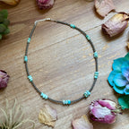 Lone Mountain Turquoise Nugget & Sterling Pearl Necklace – 16.5" | The Bijoux FAB
