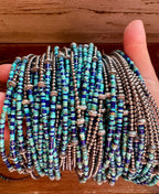 Lapis Turquoise Heishi Choker – 3mm Lapis Turquoise Sterling Silver 14” Necklace | The Bijoux FAB