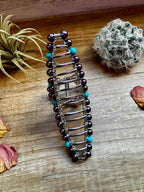 Turquoise Magnesite & Faux Pearl Beaded Hair Clip