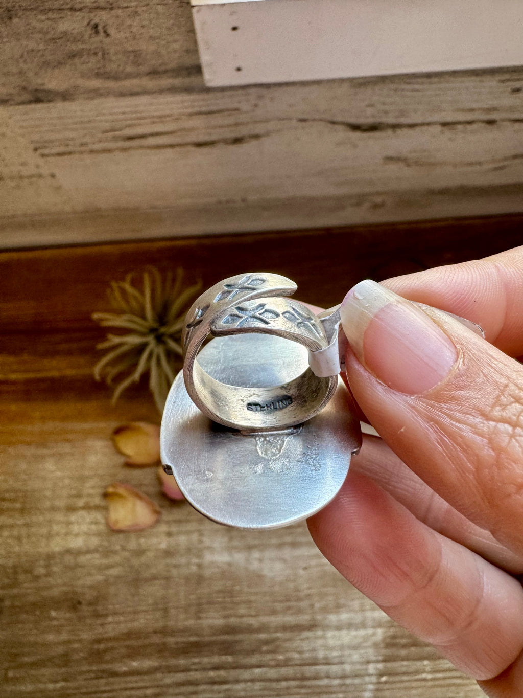 Green Turquoise Statement Ring – Adjustable Sterling Silver Western Jewelry