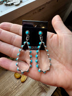 Kingman Turquoise Dangle Earrings – Sterling Silver, Lightweight, USA Made