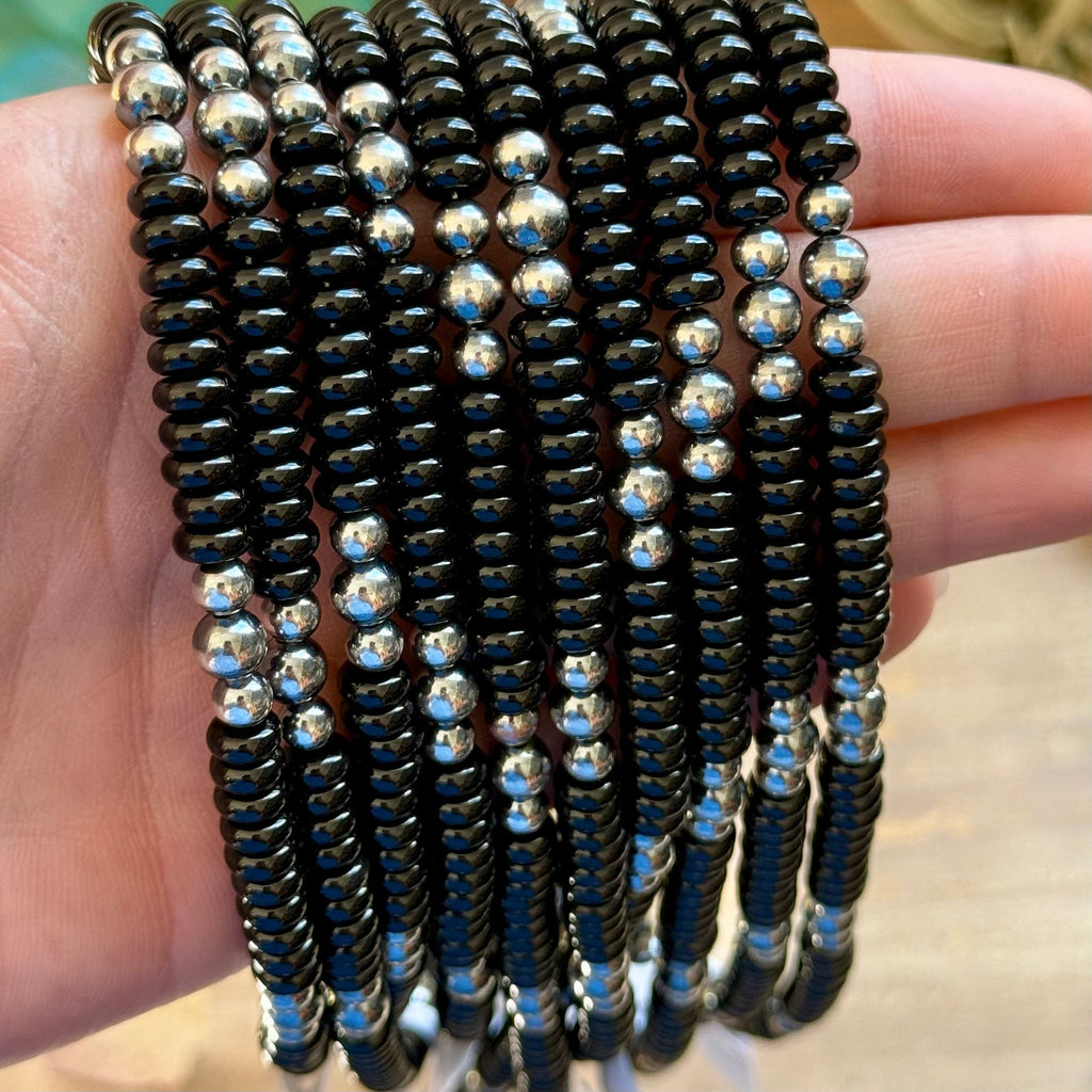 Black Onyx & Sterling Pearl Necklace 16.5”