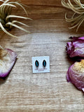 Mini Kingman turquoise inlay stud earrings in sterling silver, Zuni handmade Western jewelry piece