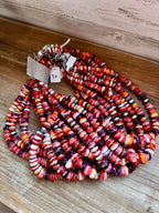 BE BOLD - 22-Inch Spiny Oyster & Wampum Statement Necklace with Sterling Silver Pearls