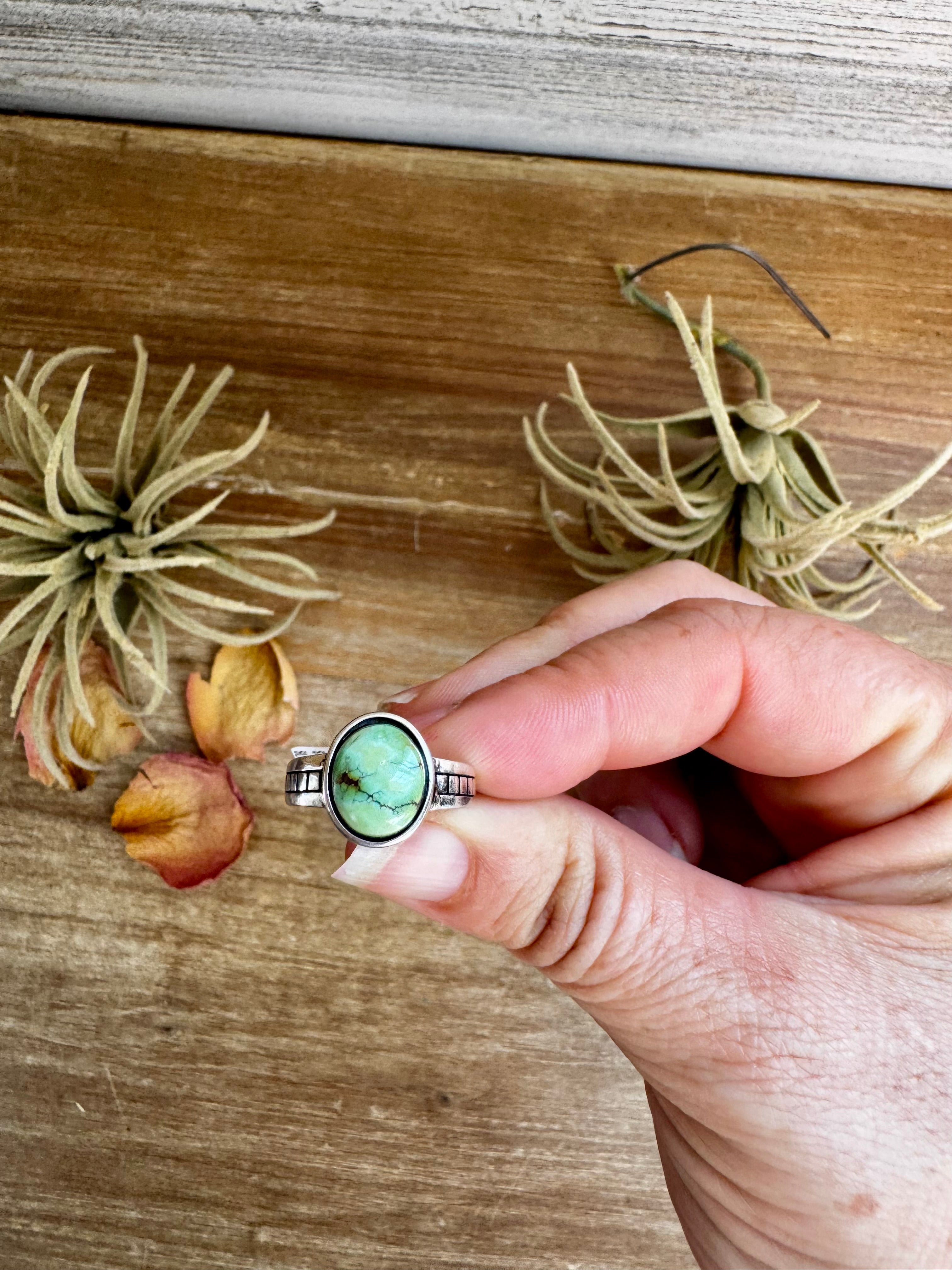 Sonoran Gold Turquoise Ring – Size 7 Sterling Silver Western Jewelry