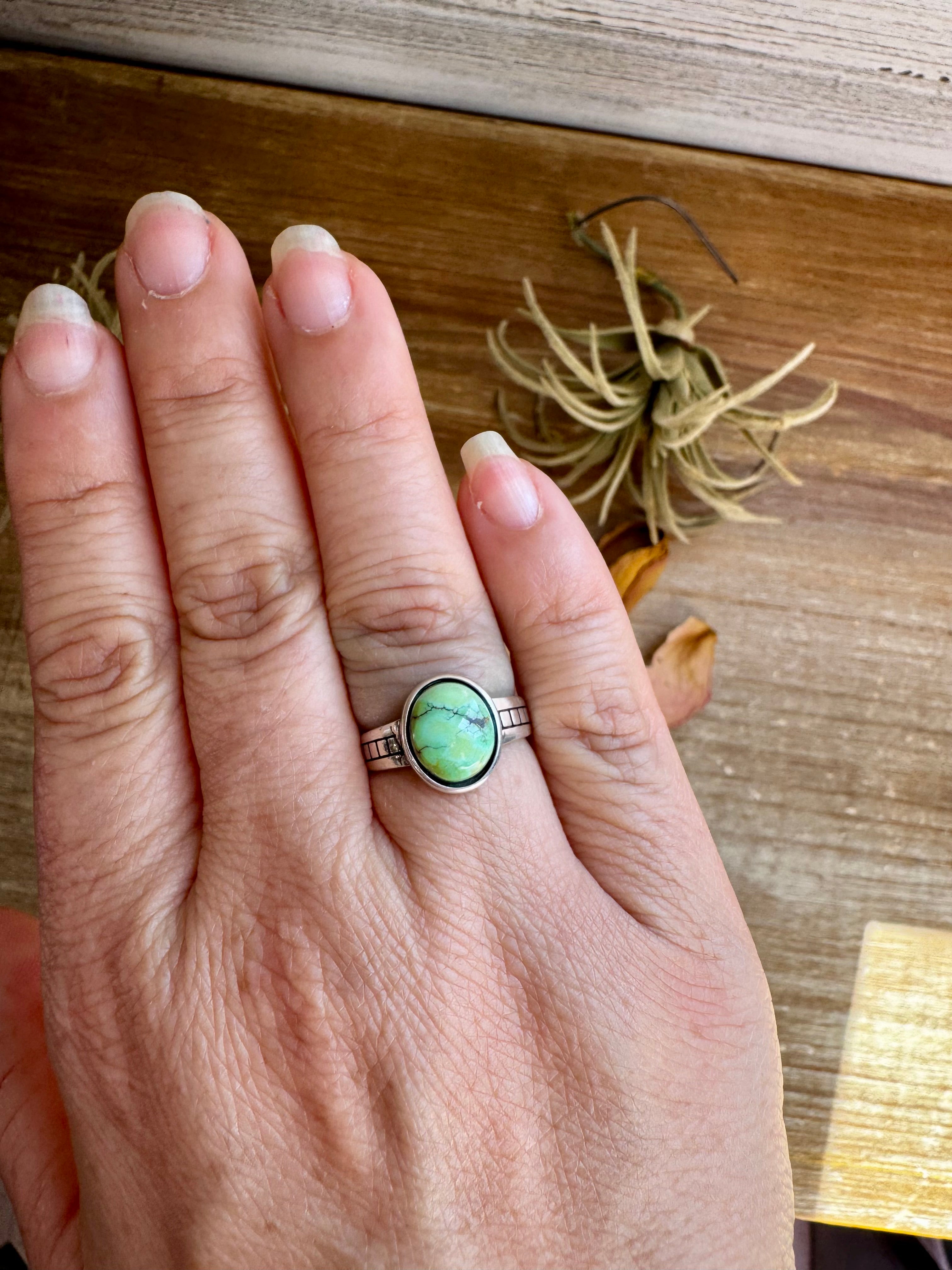 Sonoran Gold Turquoise Ring – Size 7 Sterling Silver Western Jewelry