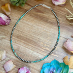 Turquoise Heishi & Sterling Pearl Necklace – 20" | The Bijoux FAB