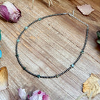 African Turquoise Star Necklace – Sterling Silver Pearls (15") | The Bijoux FAB