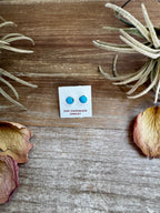 Stud Earrings – Kingman Turquoise – Sterling Silver – Handmade by Mary Ann Neha, Zuni Artist