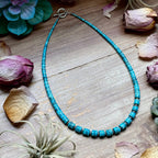 Turquoise Heishi Necklace with Silver Saucers – 19” | The Bijoux FAB