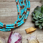 Turquoise & Spiny Oyster Heishi Necklace – 14”