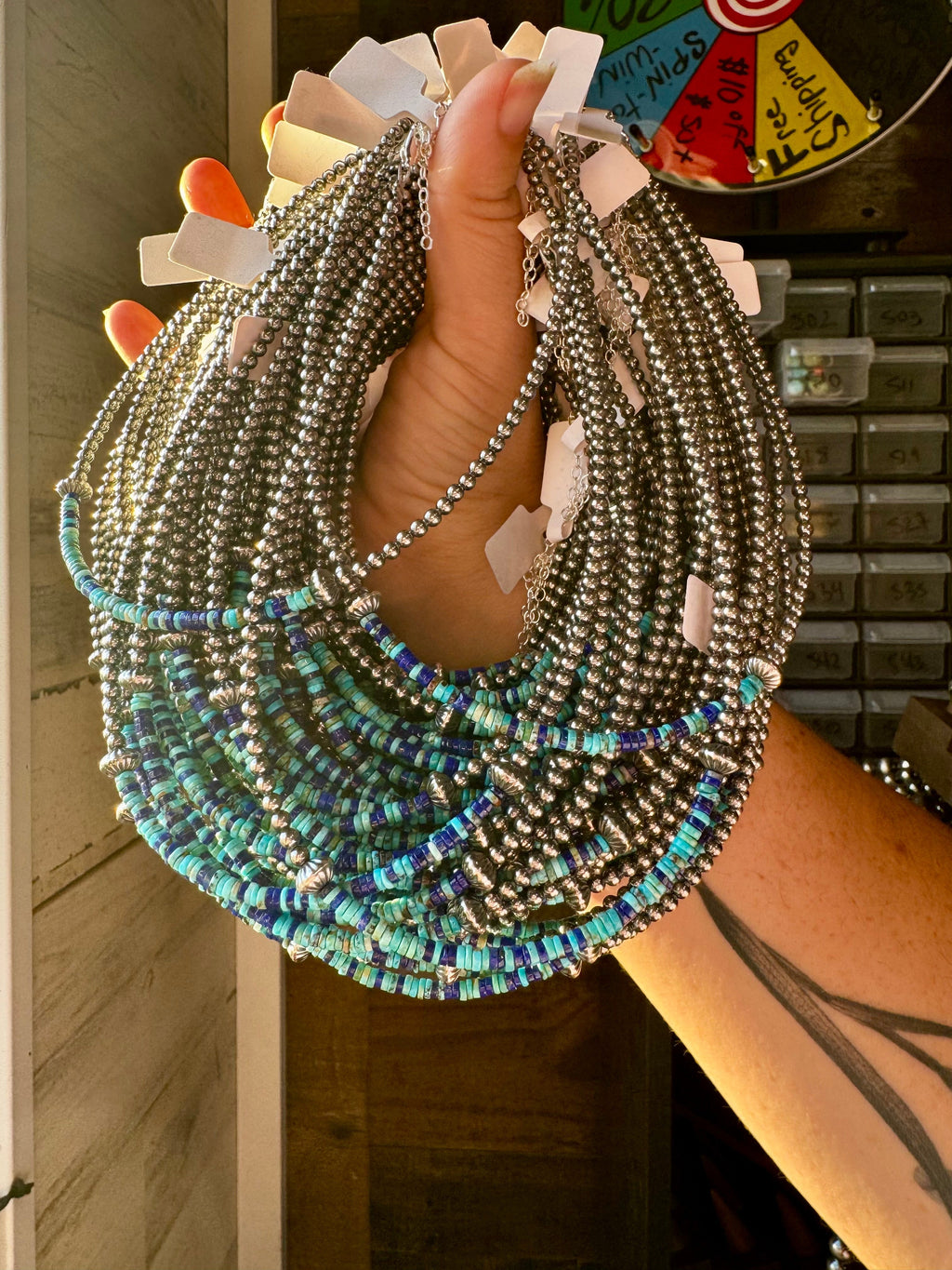 Lapis Turquoise Heishi Choker – 3mm Lapis Turquoise Sterling Silver 14” Necklace | The Bijoux FAB