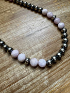 Faceted Kunzite & Sterling Silver Necklace – 8 mm Pearls – 20 Inch