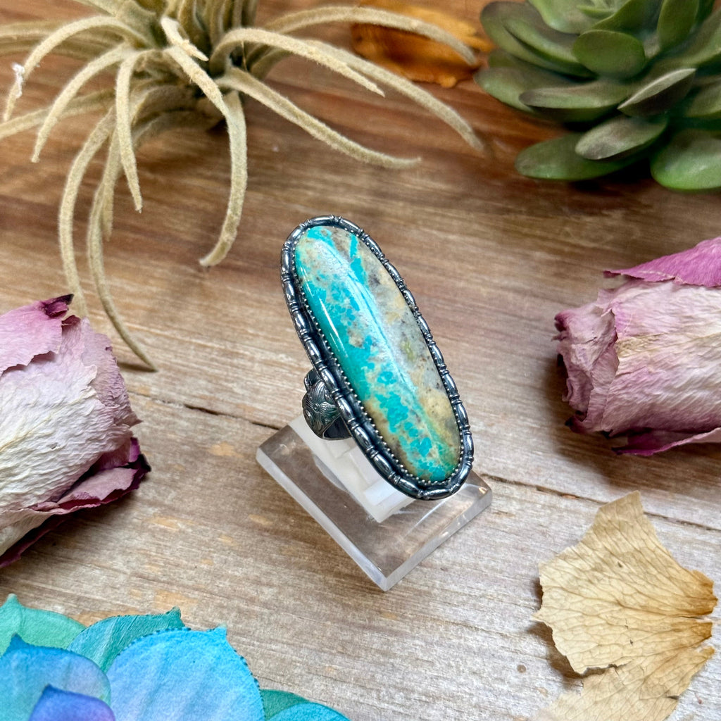 Large Turquoise Statement Adjustable Sterling Silver Ring | The Bijoux FAB