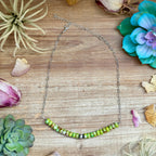 Green Variscite Paperclip Necklace – Sterling Silver Accent - 16" | The Bijoux FAB