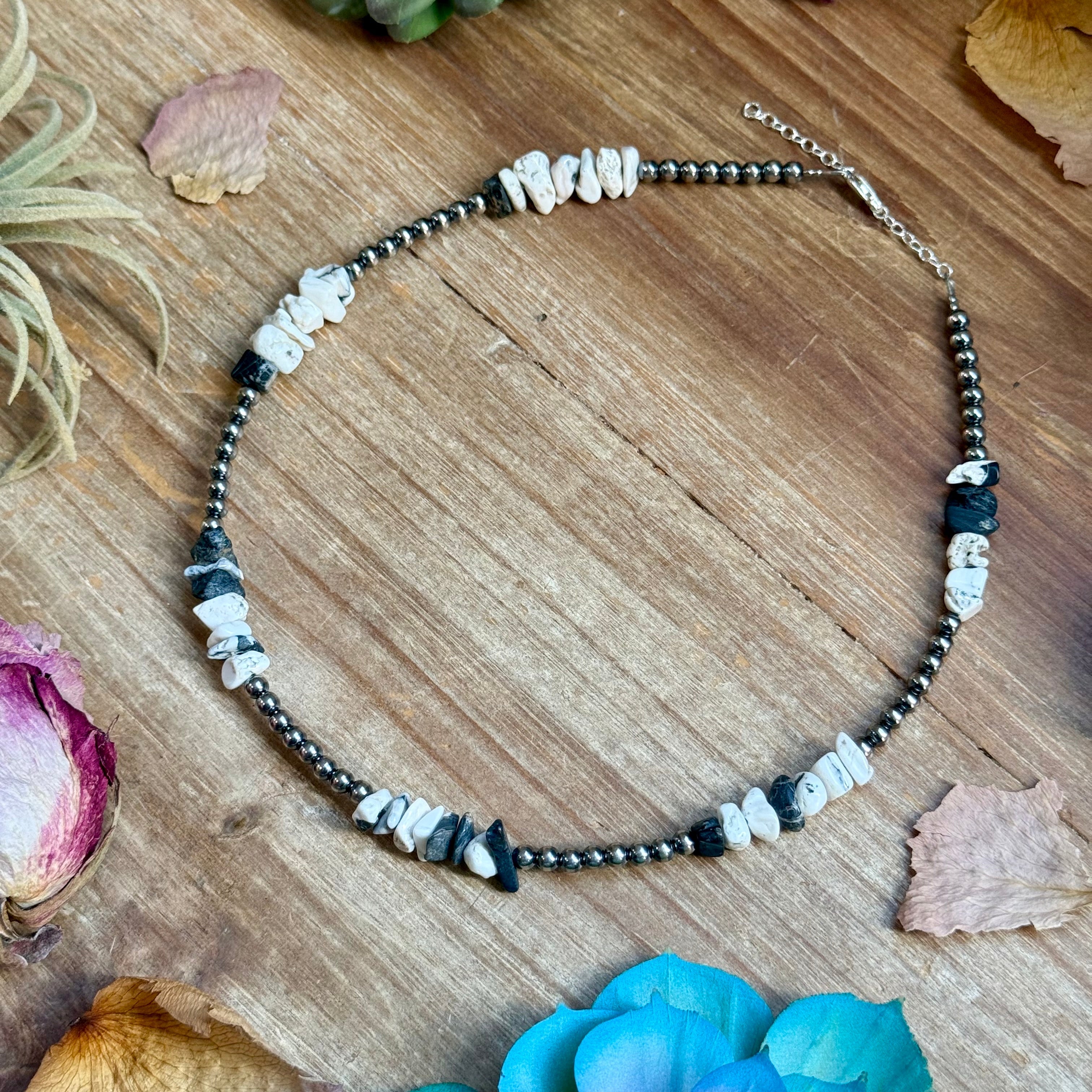 White Buffalo Necklace – Sterling Silver Pearl Necklace 16” Adjustable | The Bijoux FAB