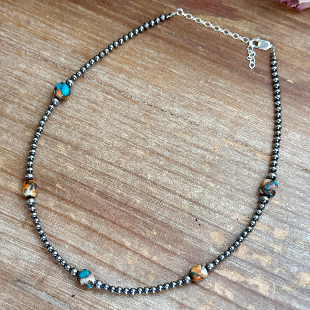 Turquoise & Spiny Oyster Petite Choker – 13” | The Bijoux FAB