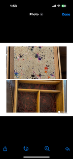 Punchy Red Mare Cowhide n leather 7.5”wooden jewelry box *Rainbow cowhide