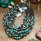 Pink Conch, Turquoise & Sterling Pearl Necklace – 15" | The Bijoux FAB