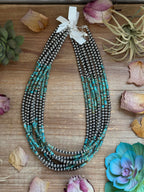 Turquoise Heishi & Sterling Pearl Necklace – 20" | The Bijoux FAB