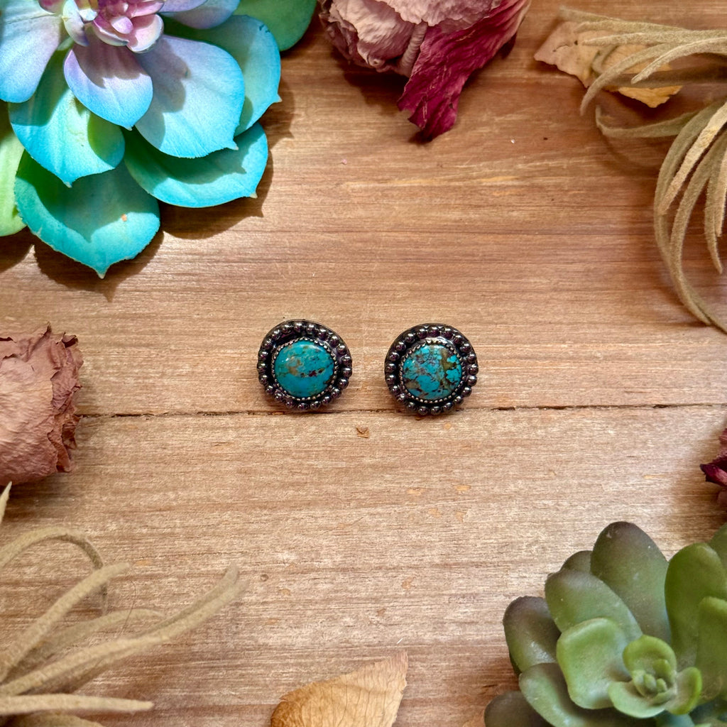 MJ Round Turquoise Stud Earrings