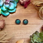 MJ Round Turquoise Stud Earrings