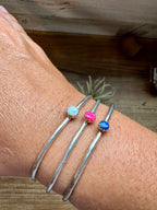 Small Opal Sterling Silver Cuff Bracelet – Pink Blue or White Opal | Native Made Western Jewelry