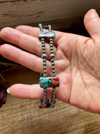 Pink Turquoise Variscite Double Strand Necklace – Sterling Silver Pearls 13” Choker | The Bijoux FAB