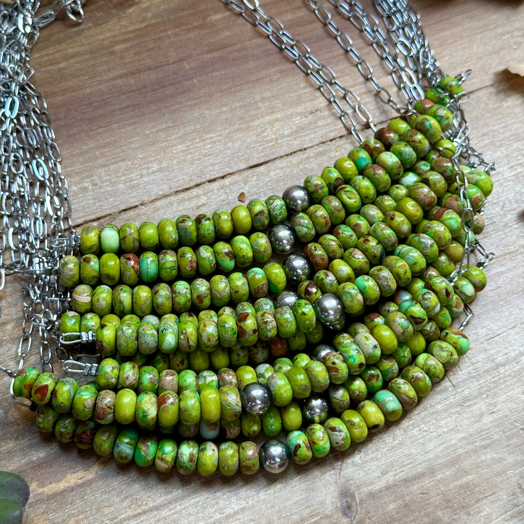 Green Variscite Paperclip Necklace – Sterling Silver Accent - 16" | The Bijoux FAB