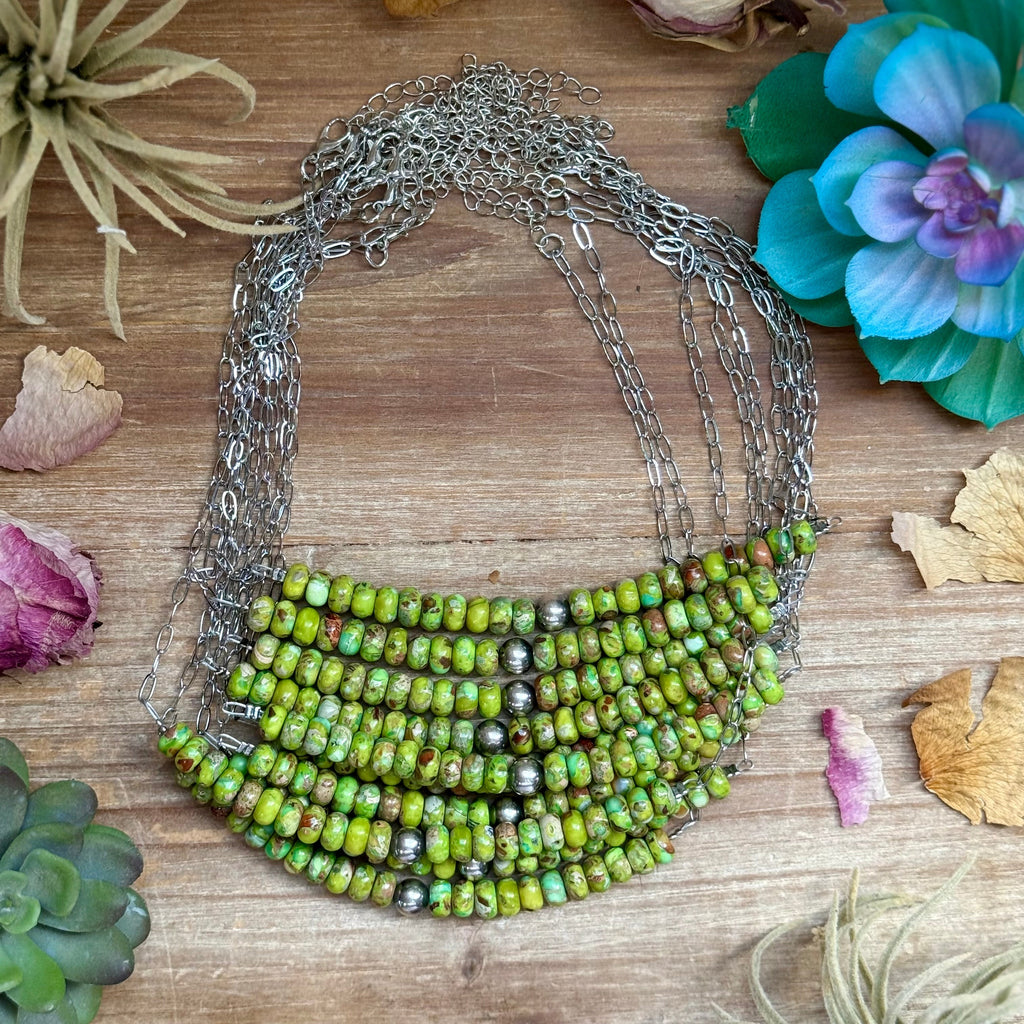 Green Variscite Paperclip Necklace – Sterling Silver Accent - 16" | The Bijoux FAB