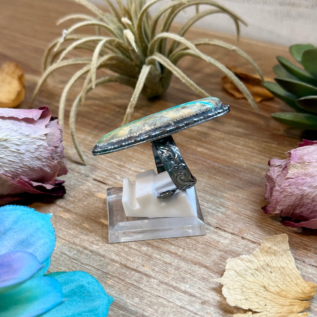 Large Turquoise Statement Adjustable Sterling Silver Ring | The Bijoux FAB