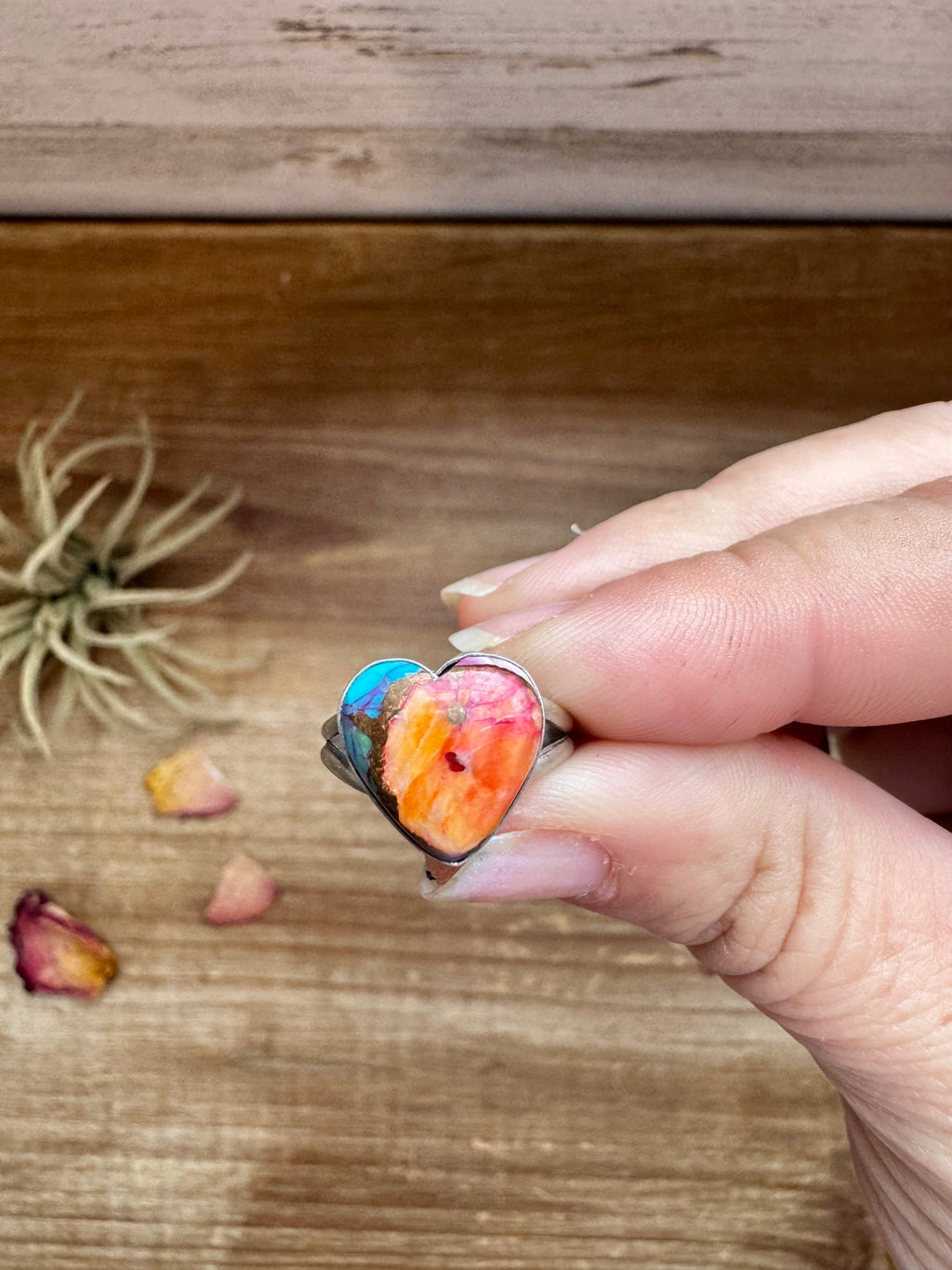 Heart Ring - Size 6 1/2 -Dahlia ring and sterling silver