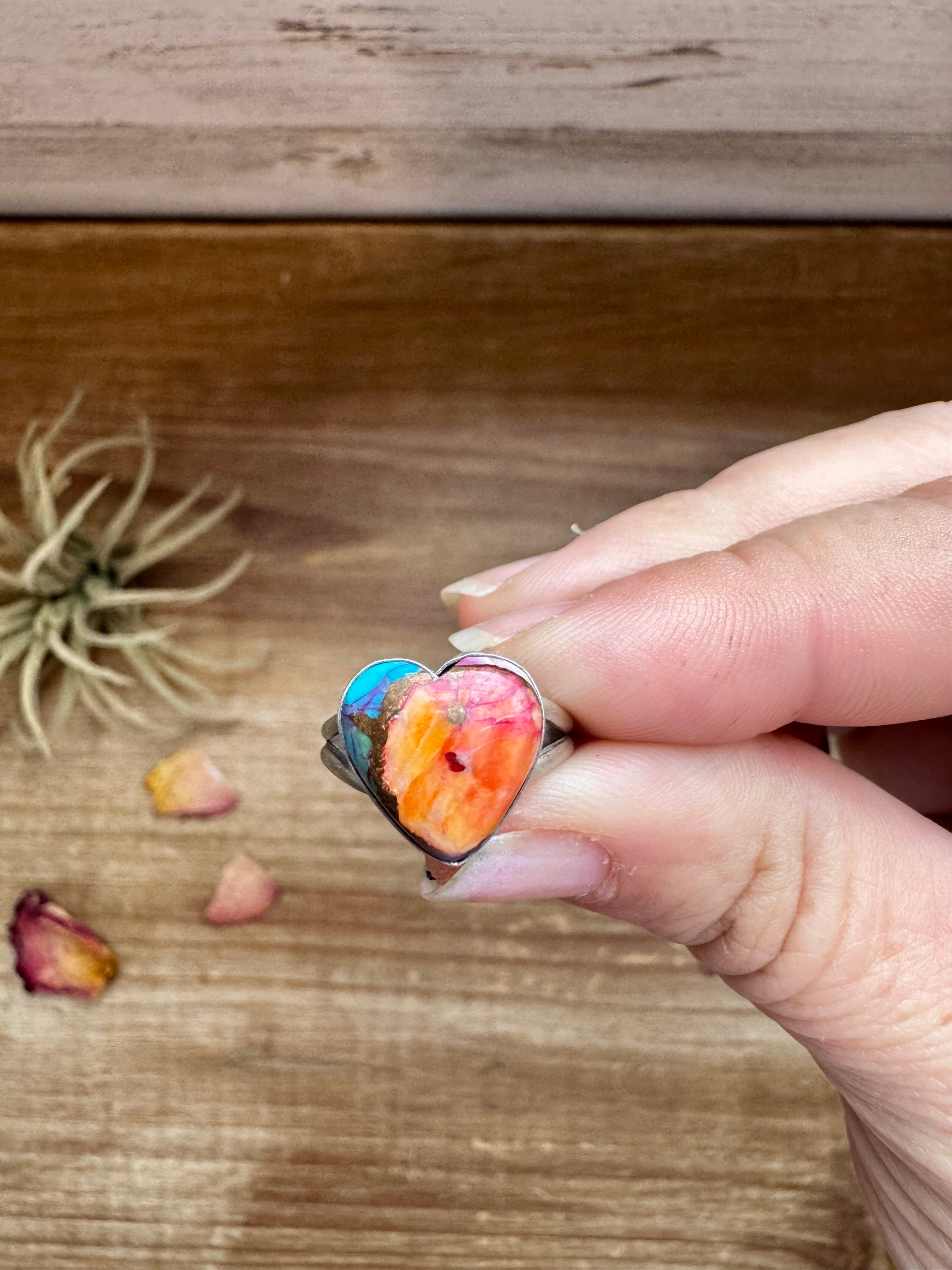 Heart Ring - Size 6 1/2 -Dahlia ring and sterling silver