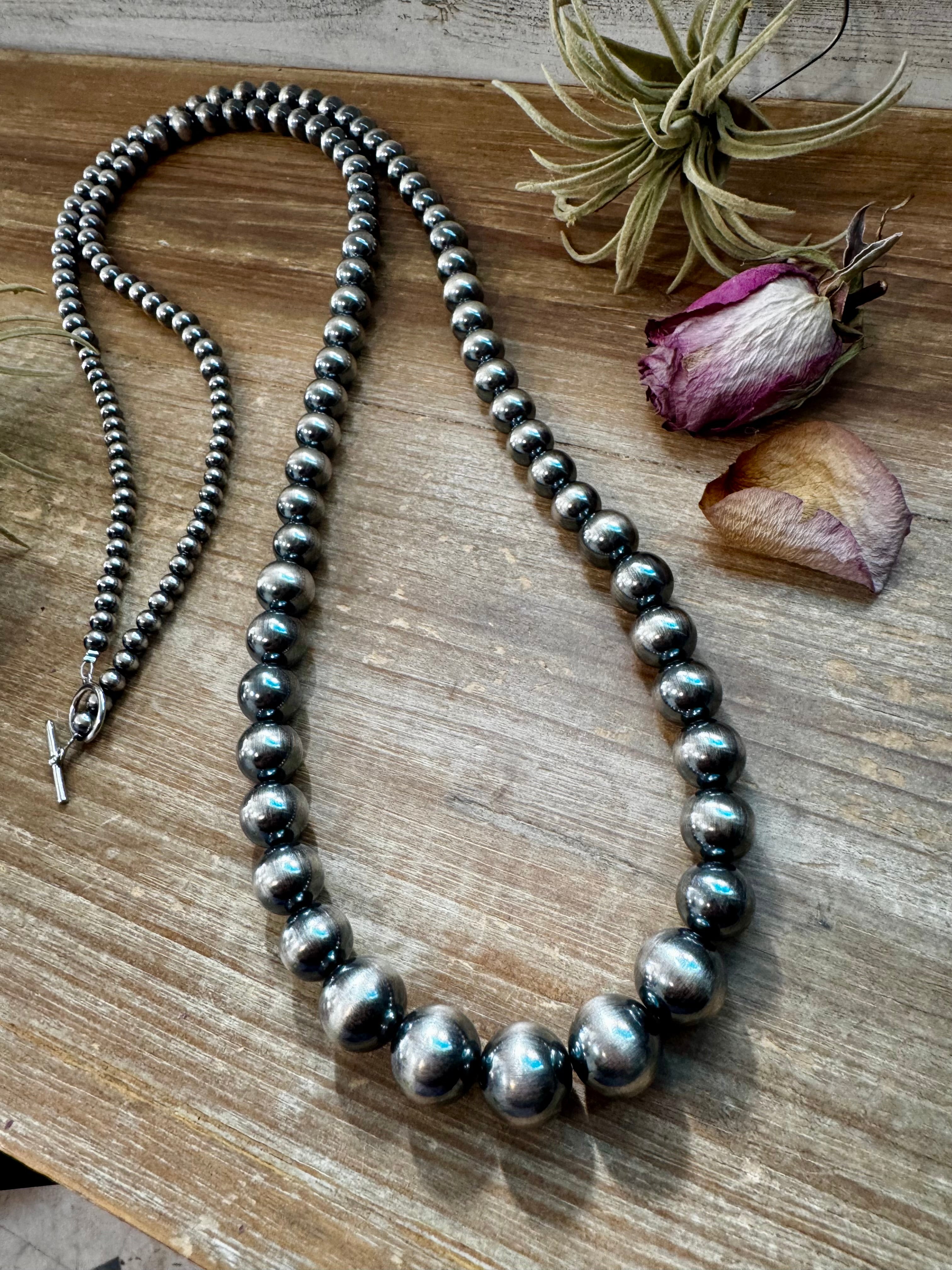 NFR Collection Sterling Silver Pearl Necklace – Graduated 6mm to 16mm 51” Long | The Bijoux FAB