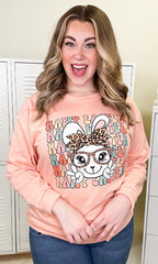 Leopard Happy Easter Bunny Adult Graphic Sweatshirt
