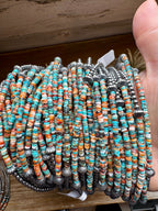 Turquoise Spiny Oyster Heishi Choker – Sterling Silver Pearls 14” Adjustable Necklace | The Bijoux FAB