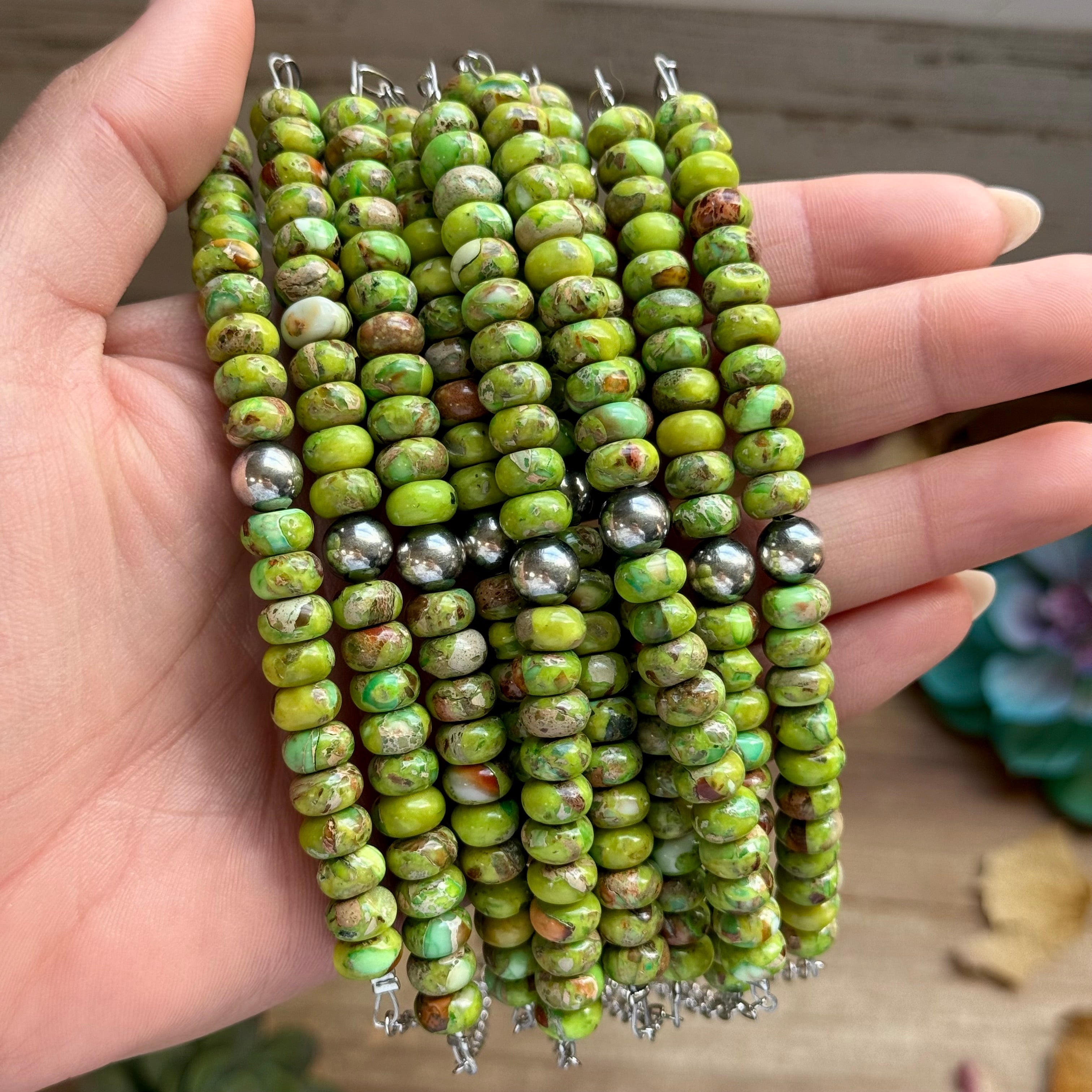 Green Variscite Paperclip Necklace – Sterling Silver Accent - 16" | The Bijoux FAB