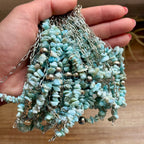 Larimar Chip Necklace Sterling Silver Pearls & Paperclip Chain - 16" | The Bijoux FAB