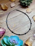 Black Onyx Star Necklace – Sterling Silver Pearls - 15" | The Bijoux FAB