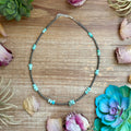 Lone Mountain turquoise nugget necklace with sterling silver pearls western handmade jewelry by The Bijoux FAB.