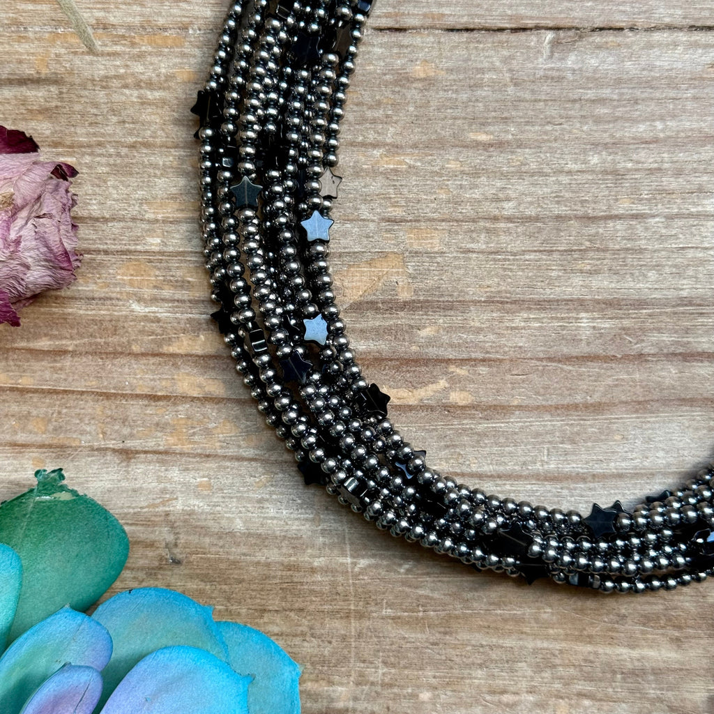 Black Onyx Star Necklace – Sterling Silver Pearls - 15" | The Bijoux FAB